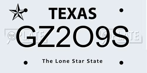 GZ2O9S Texas License Plate