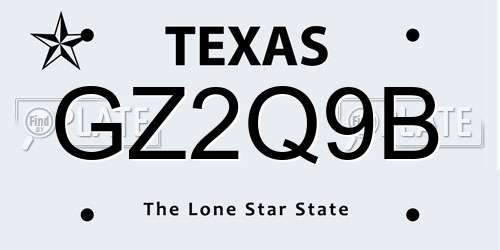 GZ2Q9B Texas License Plate