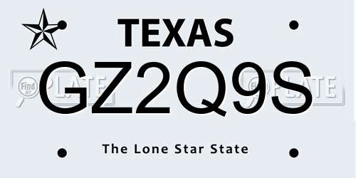 GZ2Q9S Texas License Plate