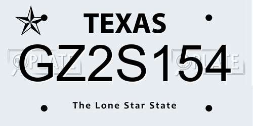 GZ2S154 Texas License Plate