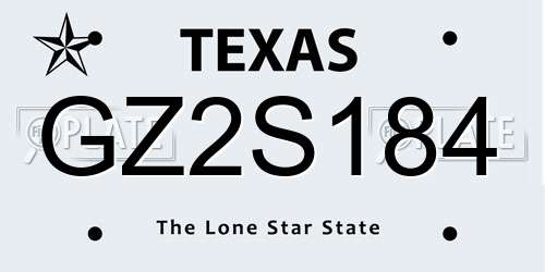 GZ2S184 Texas License Plate