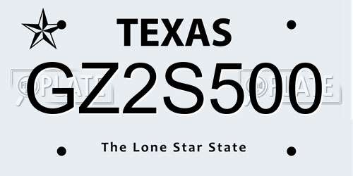 GZ2S500 Texas License Plate
