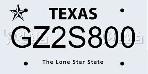 GZ2S800 Texas License Plate