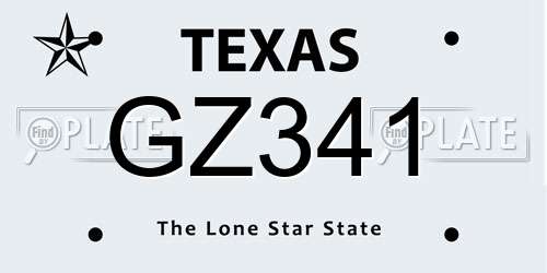 GZ341 Texas License Plate