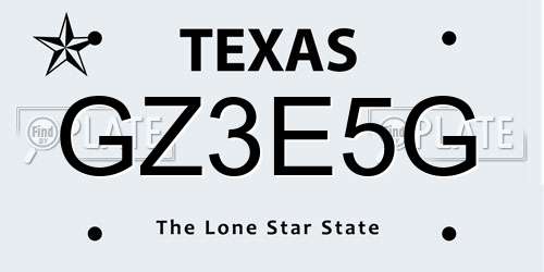 GZ3E5G Texas License Plate