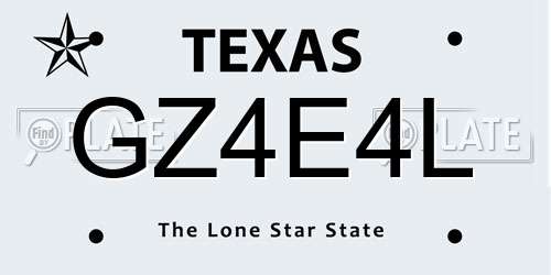 GZ4E4L Texas License Plate
