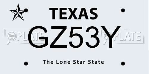 GZ53Y Texas License Plate