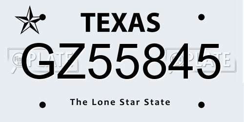 GZ55845 Texas License Plate