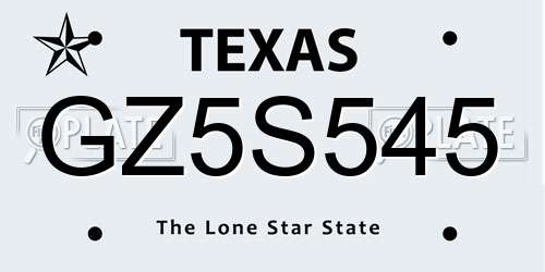 GZ5S545 Texas License Plate