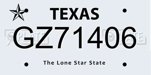 GZ71406 Texas License Plate