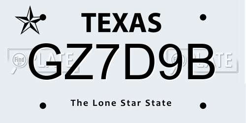 GZ7D9B Texas License Plate