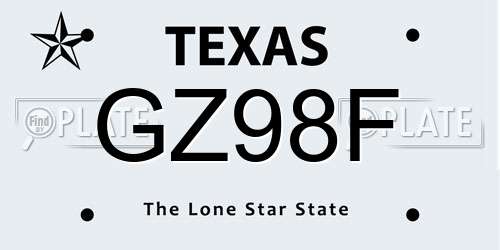 GZ98F Texas License Plate