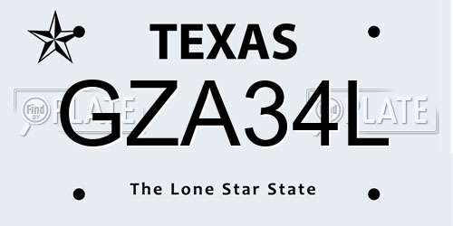 GZA34L Texas License Plate