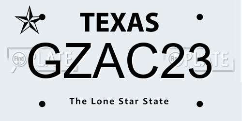 GZAC23 Texas License Plate