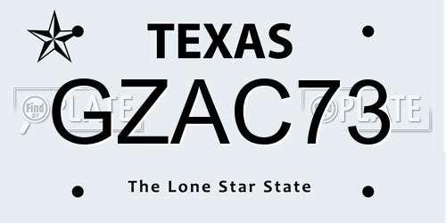 GZAC73 Texas License Plate