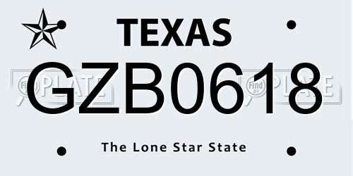 GZB0618 Texas License Plate