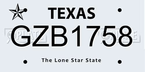 GZB1758 Texas License Plate
