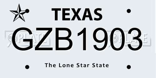 GZB1903 Texas License Plate