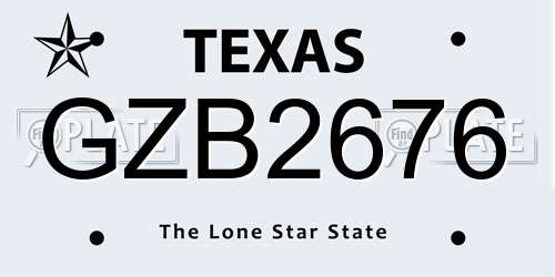 GZB2676 Texas License Plate