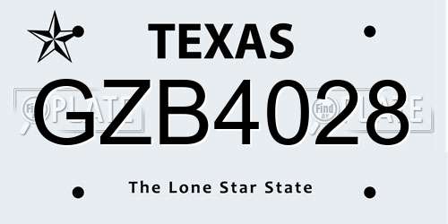 GZB4028 Texas License Plate