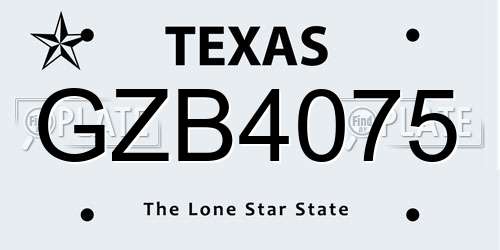 GZB4075 Texas License Plate