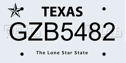 GZB5482 Texas License Plate