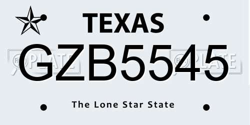 GZB5545 Texas License Plate