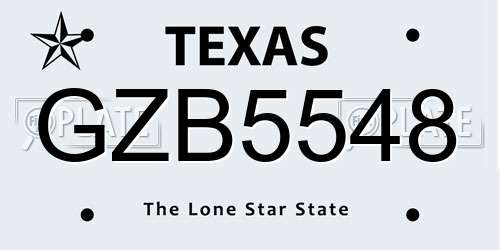 GZB5548 Texas License Plate