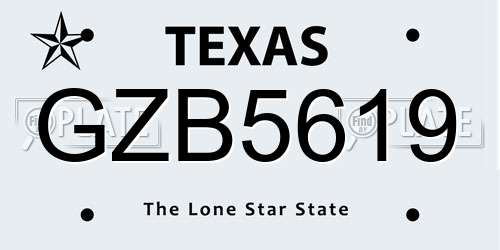 GZB5619 Texas License Plate