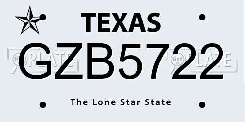 GZB5722 Texas License Plate