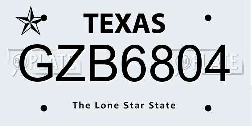 GZB6804 Texas License Plate