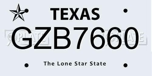 GZB7660 Texas License Plate