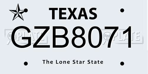 GZB8071 Texas License Plate