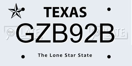 GZB92B Texas License Plate
