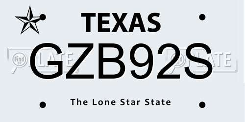 GZB92S Texas License Plate