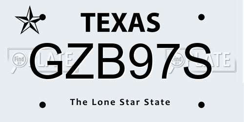 GZB97S Texas License Plate