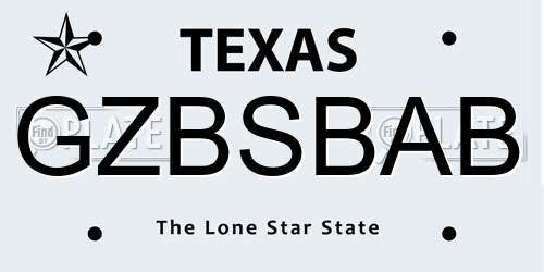 GZBSBAB Texas License Plate