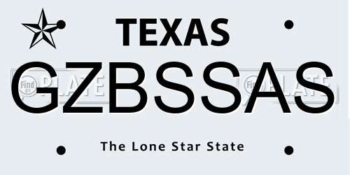 GZBSSAS Texas License Plate