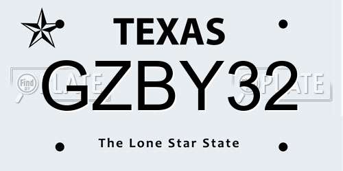 GZBY32 Texas License Plate