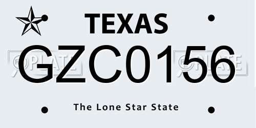 GZC0156 Texas License Plate