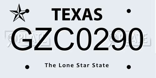 GZC0290 Texas License Plate