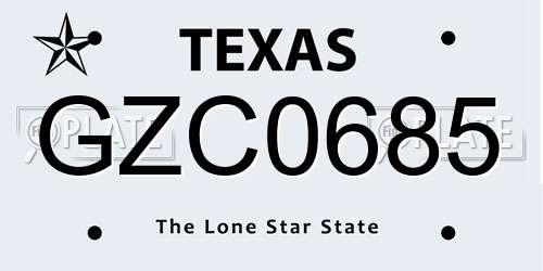 GZC0685 Texas License Plate