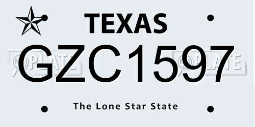 GZC1597 Texas License Plate