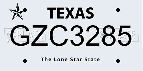 GZC3285 Texas License Plate