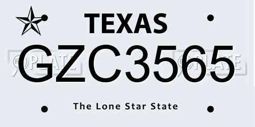 GZC3565 Texas License Plate