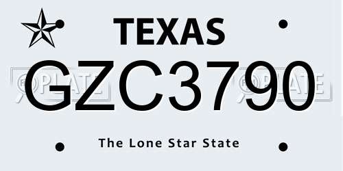 GZC3790 Texas License Plate
