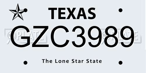 GZC3989 Texas License Plate