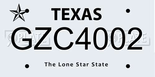 GZC4002 Texas License Plate