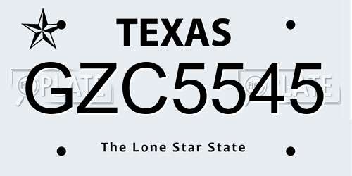 GZC5545 Texas License Plate