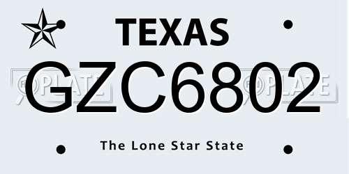 GZC6802 Texas License Plate